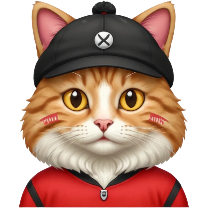 cat with black cap and red jersey emoji