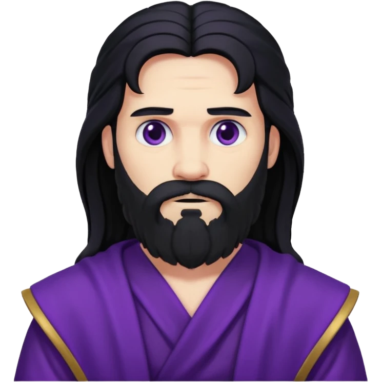 Pluto, Death God from Rome Mythology with long black hair and beard, black and purple outfit emoji