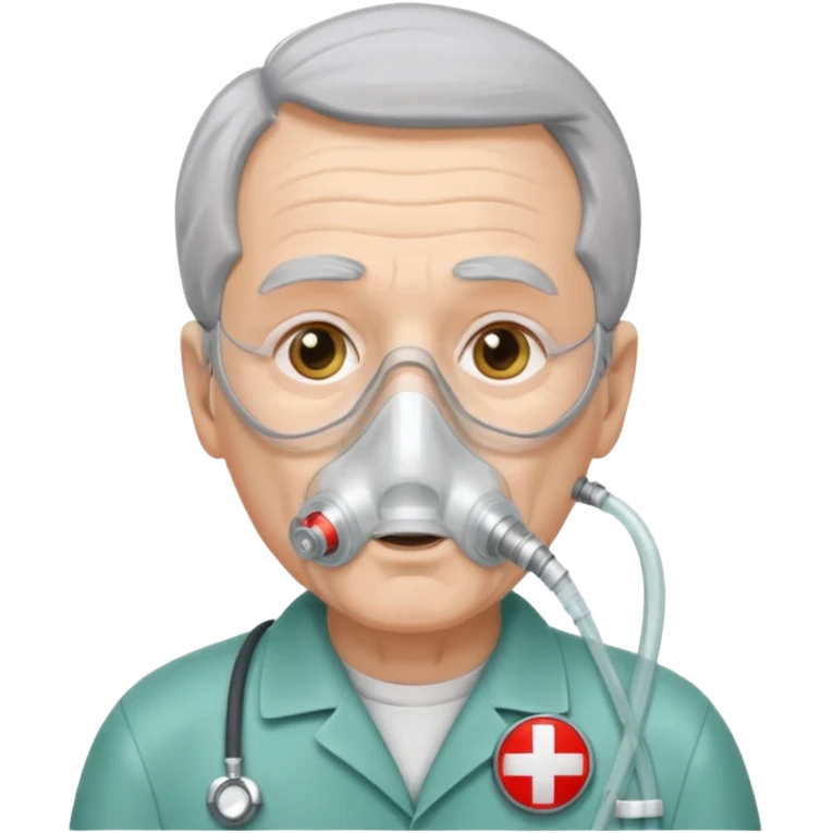 old man with simple ambulance oxygen mask  emoji