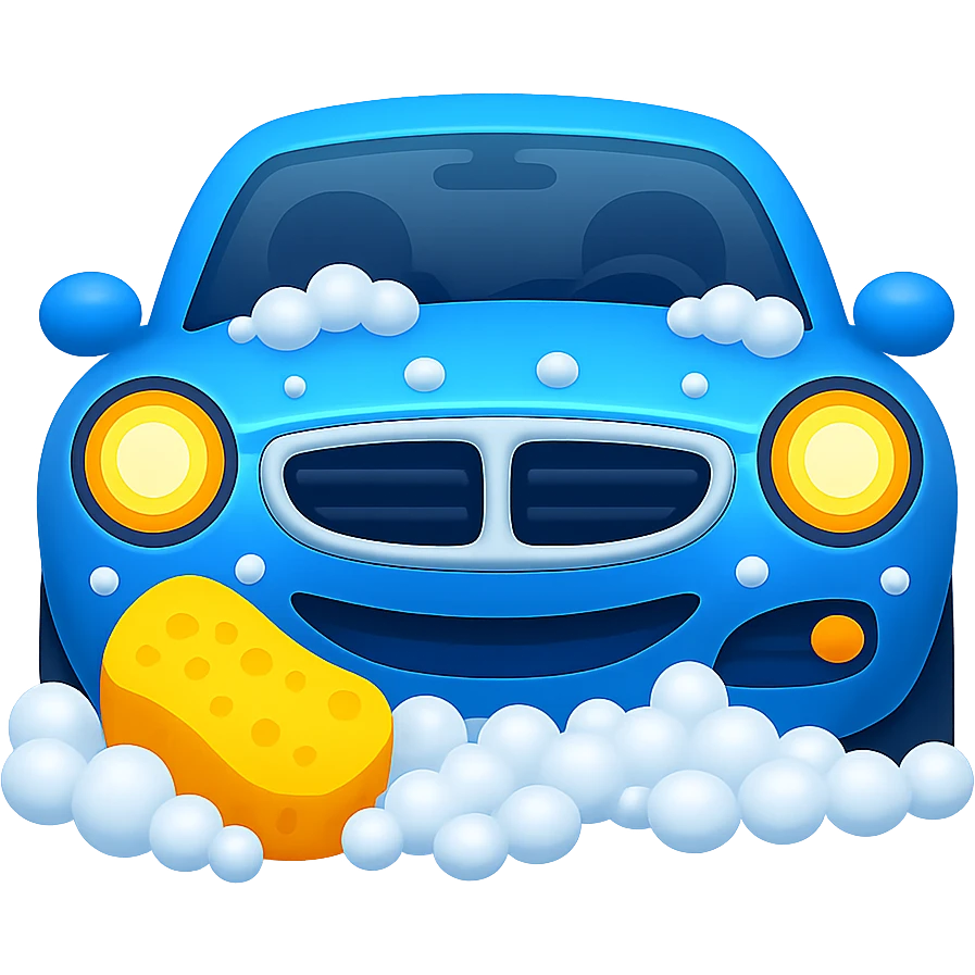 Remove the background so only the car and bubbles remain. The style should resemble emoji style for use as an icon. emoji
