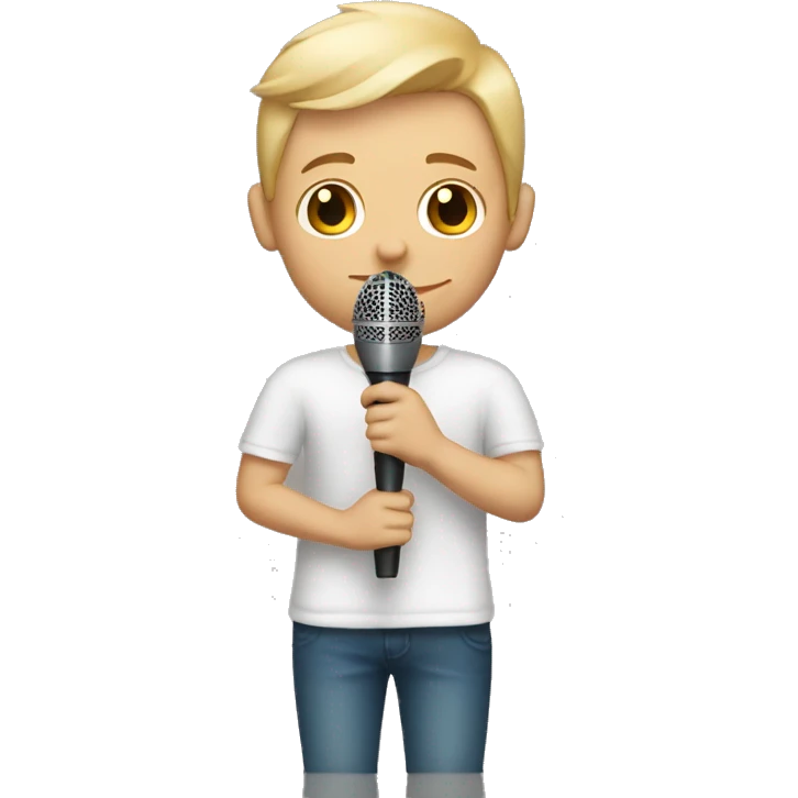 White boy with brown arm tattooed arms holding a microphone  emoji