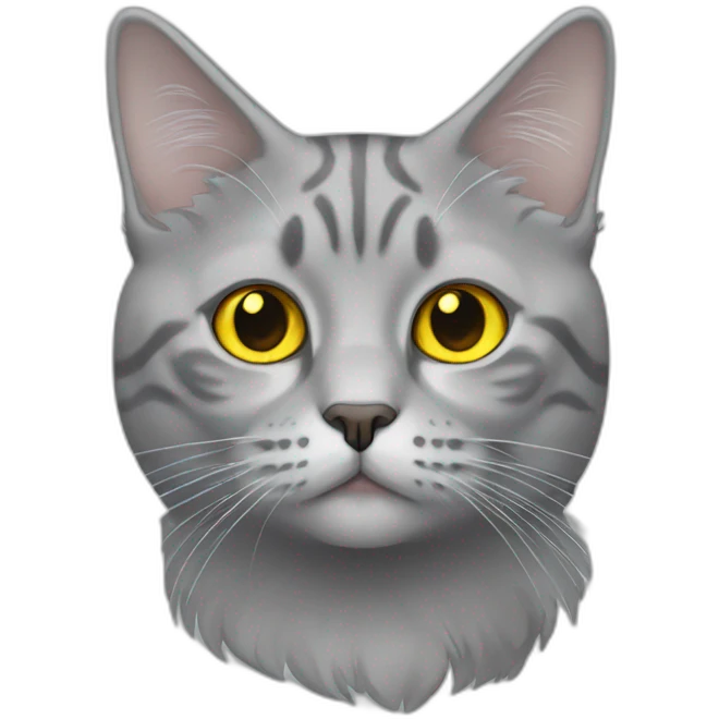 Silver marble Scottish straight cat with yellow eyes emoji