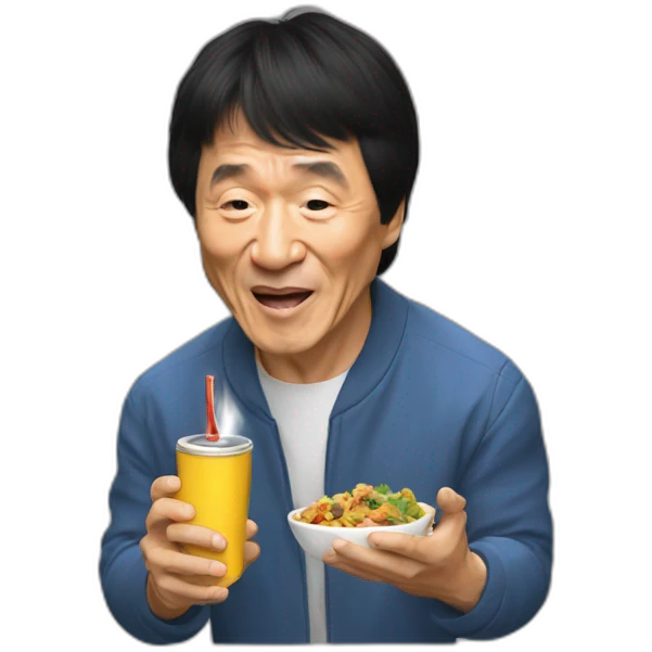 Jackie chan eating with lighter emoji