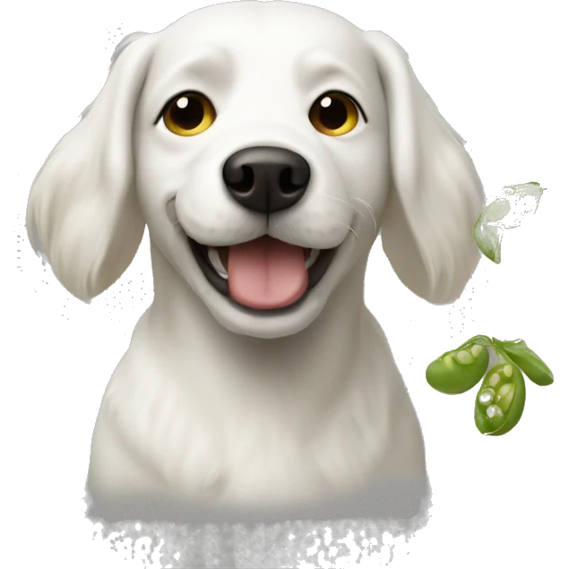 white dog with mungbean emoji