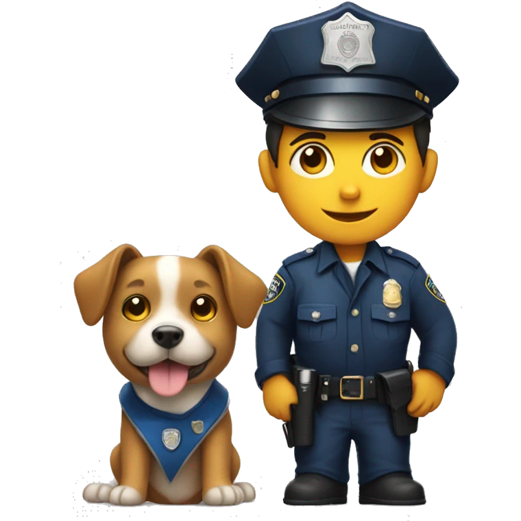 Little boy with police hat and dog emoji