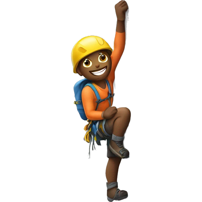a climber scaling the side of a mountain with no ropes emoji