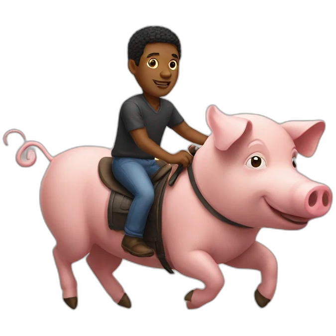 Black man riding a pig emoji