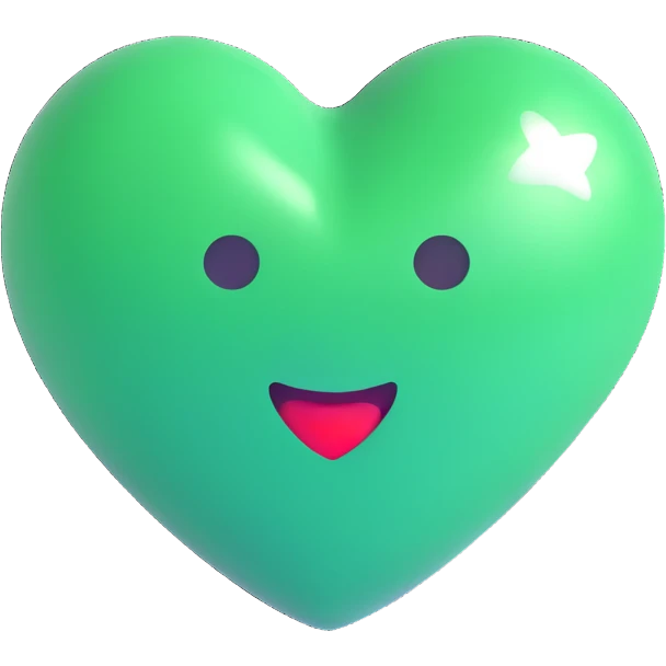 green heart, glossy, 3D emoji style emoji
