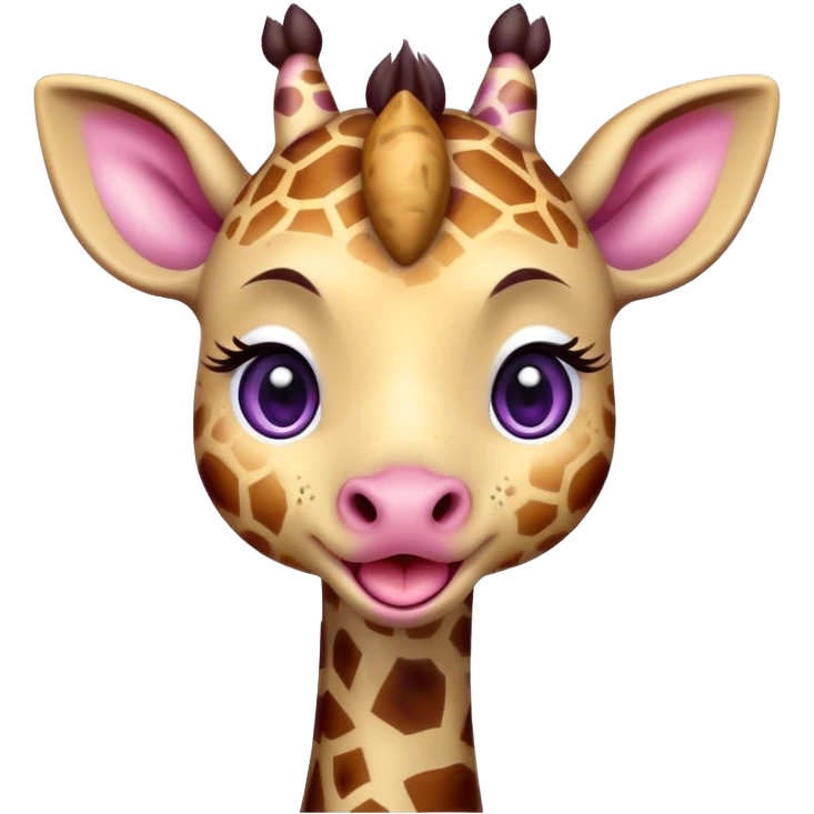 A cute little cheeky giraffe face with purple eyes sticking her tongue out and with her paw pulling down her lower eyelid of her right eye drawn in chibi style  emoji