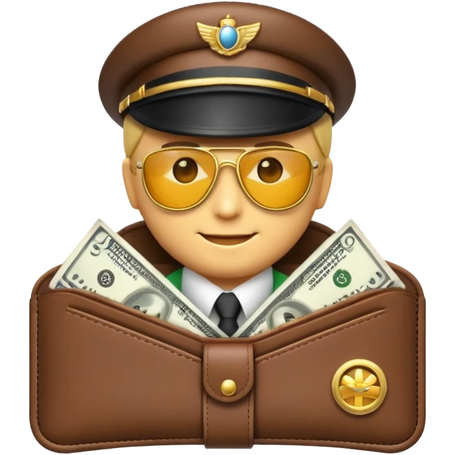Aviator money emoji, wallet full of cash, casino vibe, premium 3D emoji style, clean, no background
 emoji