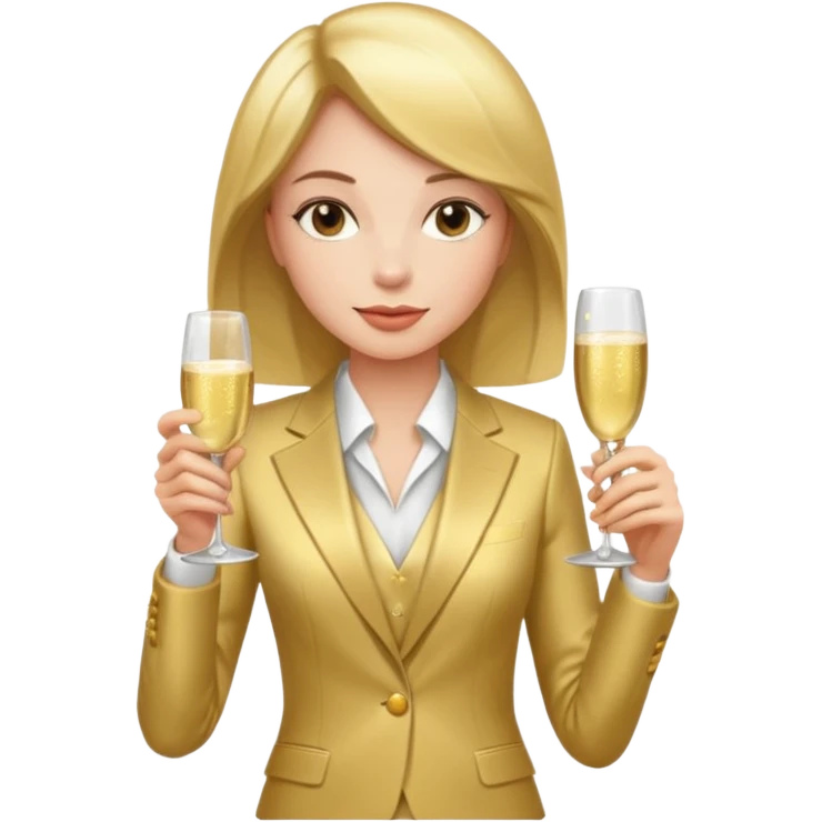 woman with shampane glass in golt suit emoji
