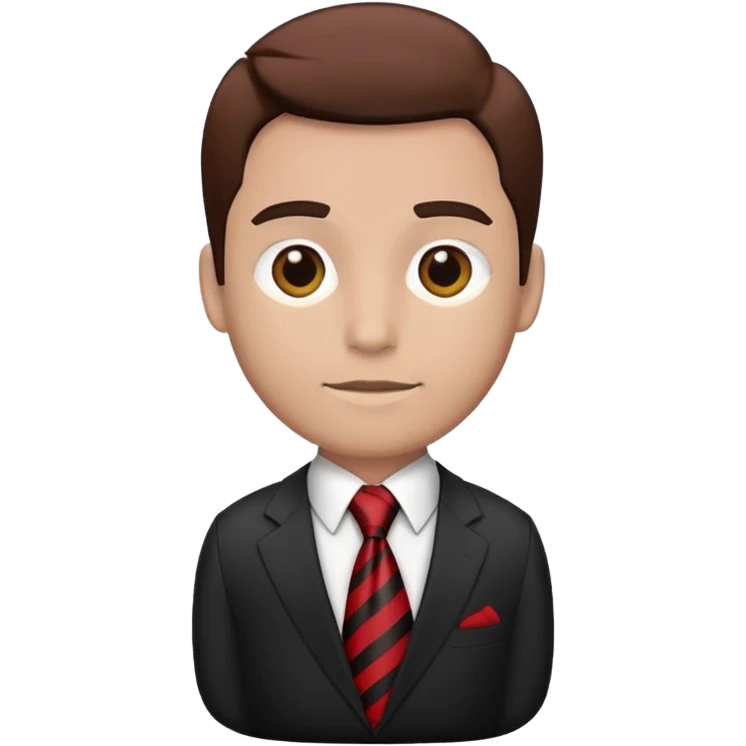 man wearing a suit with black horizontal stripes and a red tie emoji