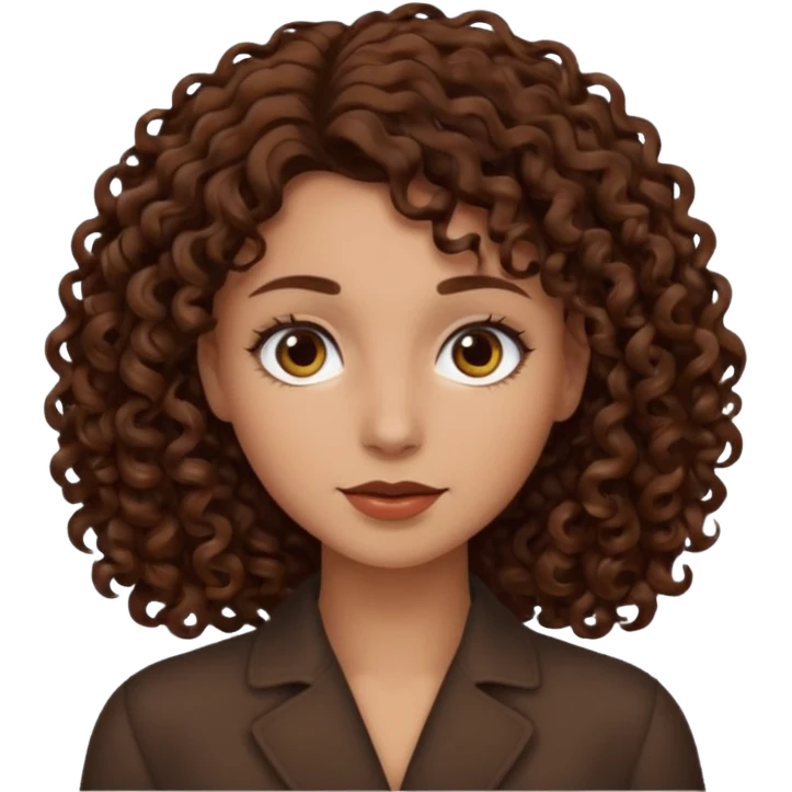 Sou morena, meu cabelo cacheado castanho médio escuro e meus olhos é castanho escuro emoji