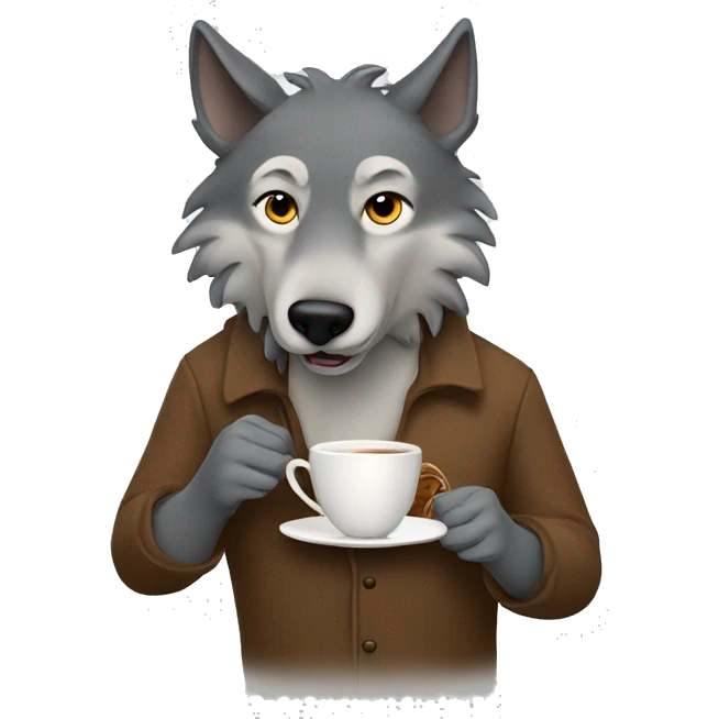 A Wolf with a Cup of tea  emoji