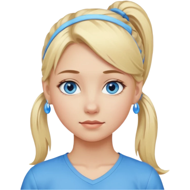 blonde girl with blue eyes and a ponytail emoji