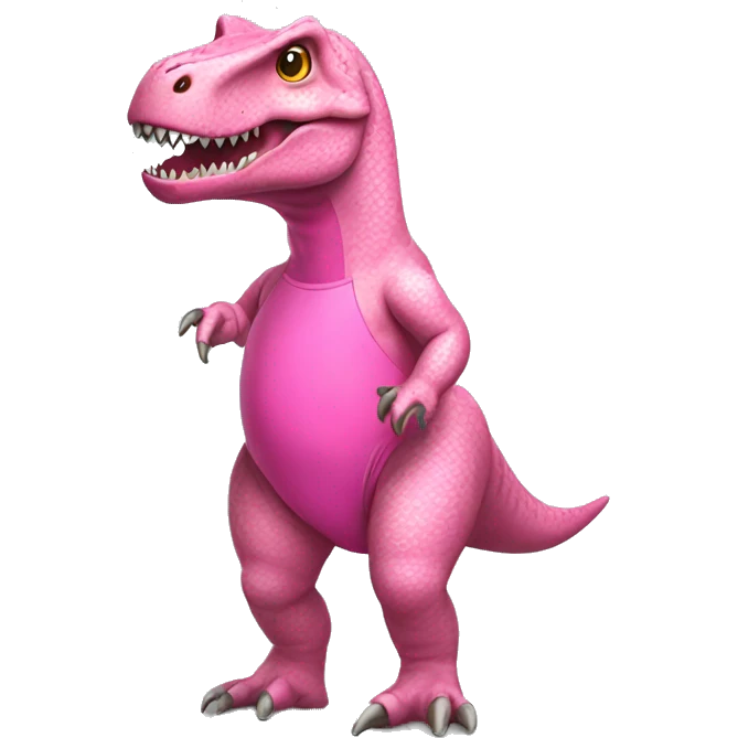 À T-rex in pink swimsuit emoji