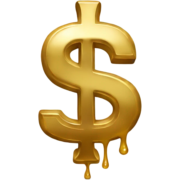Gold dollar sign with drip emoji