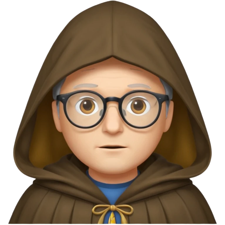 Man with glasses in cloak over head emoji