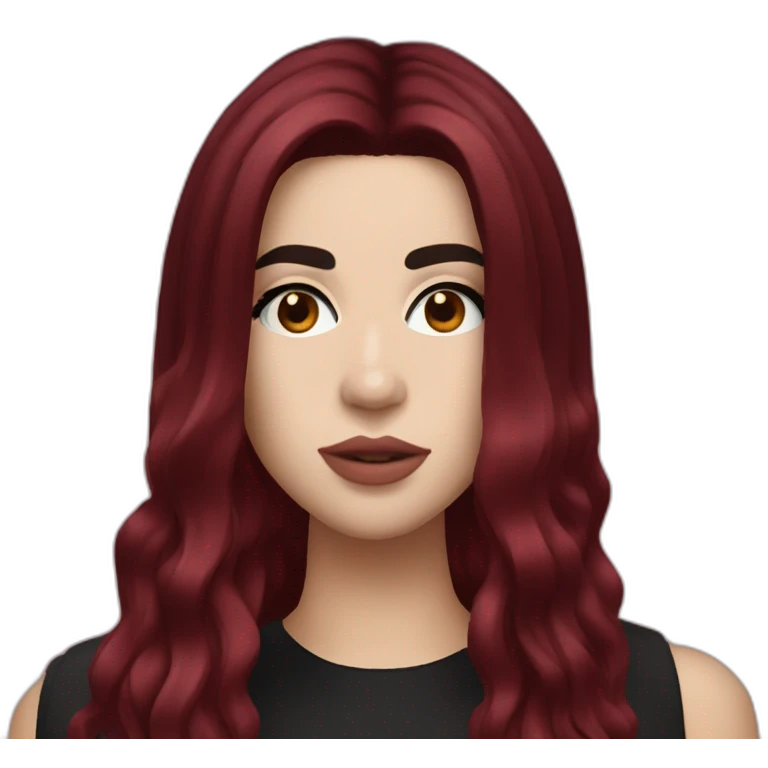 Dua Lipa with dark red hair emoji
