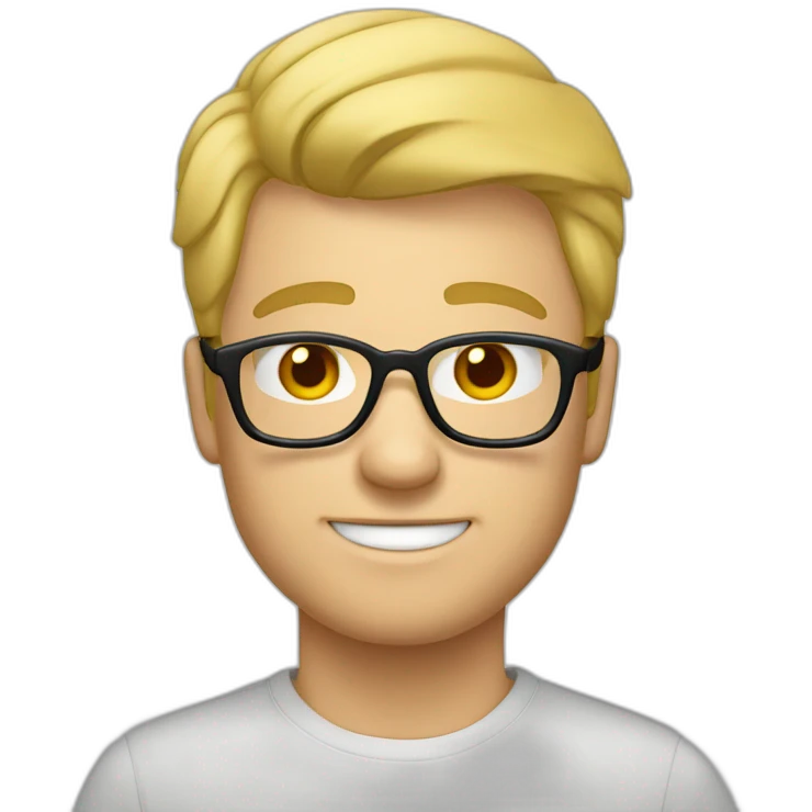 Homme blond légèrement long lunettes emoji
