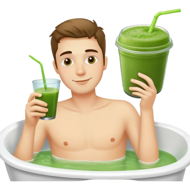 man in bathtub drinking smoothie emoji