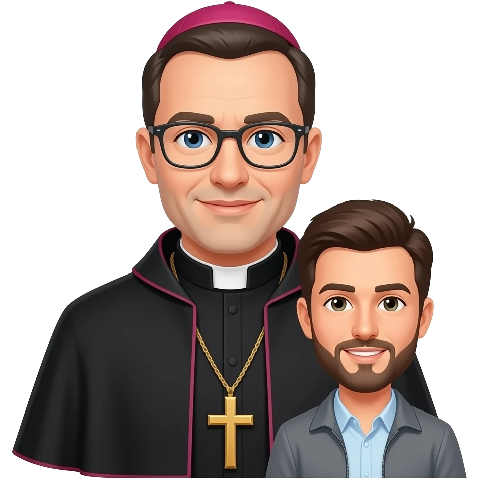 священник из церкви  и один человек перед ним emoji