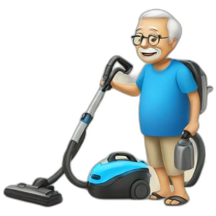 Old man with a Vacuum cleaner on the beach emoji