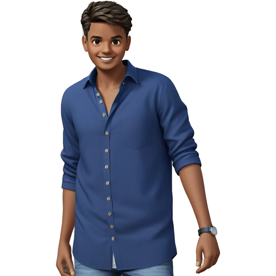 smiling boy in blue shirt emoji