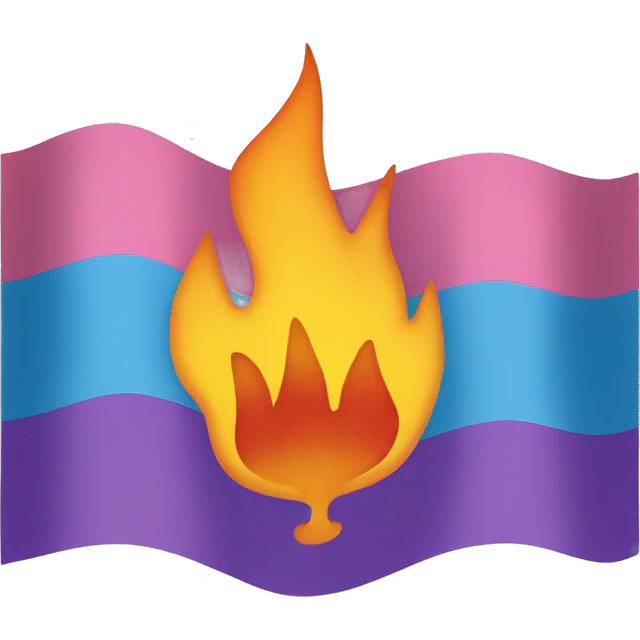 Transgender flag with flames emoji