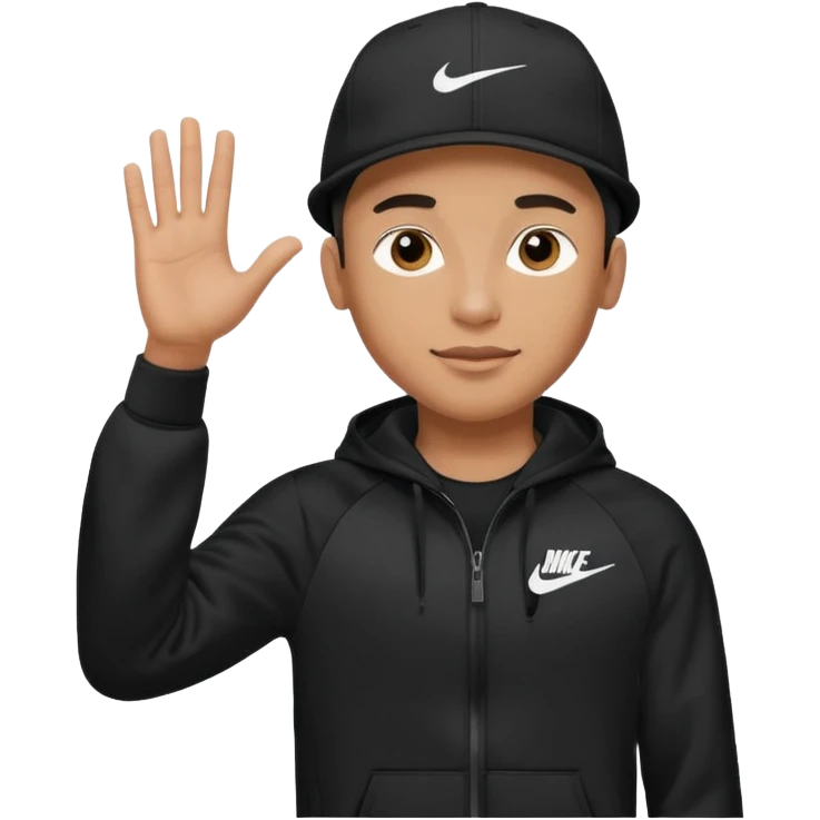 Ragazzo mulatto col cappello Nike e tuta Nike cha saluta emoji