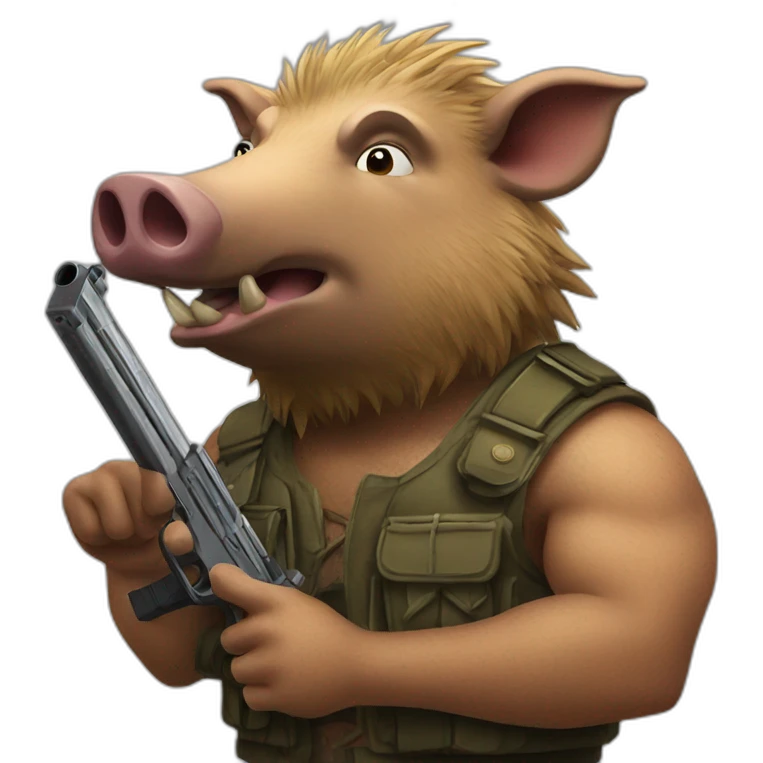 boar holding gun emoji