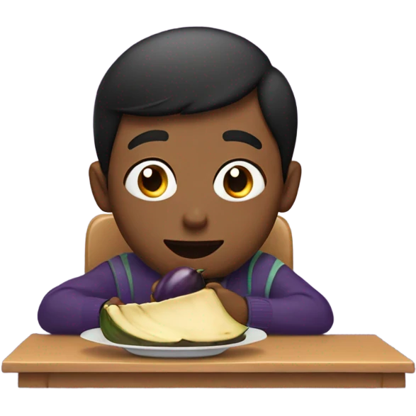 Boy eating eggplant  emoji
