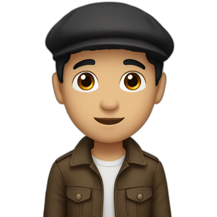 boy with black hair, brown eyes, a little beard, basque beret emoji