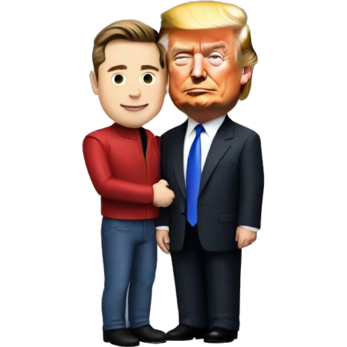 Trump and Elon Musk holding each other emoji