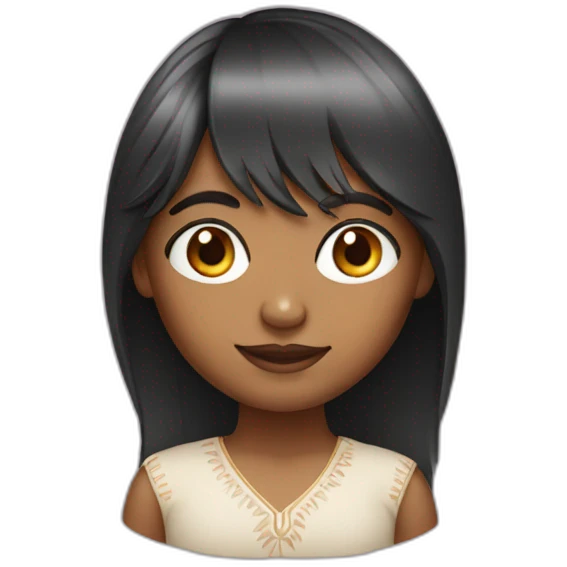 indian girl with bangs hairstyle and long hair emoji