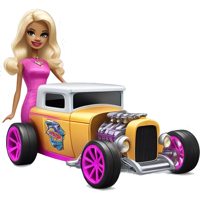 Barbie Hot wheels Bone Shaker street rod emoji