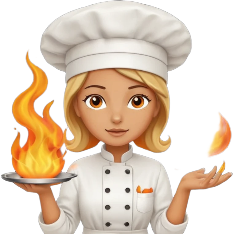 women cooking with fire emoji