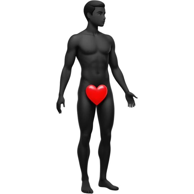 “Minimalist  b&w black-and-white male silhouette with flowing curves, overlaid with a small glowing red heart, symbolizing attraction, inspiration, and transformation through the qualities admired in others.” emoji