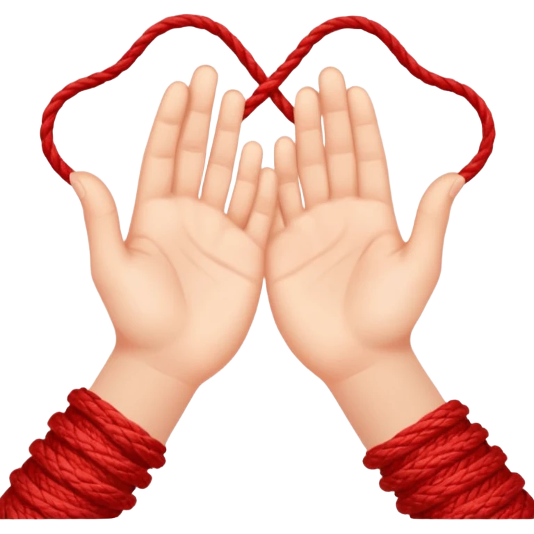 Two hands connect with red thread emoji