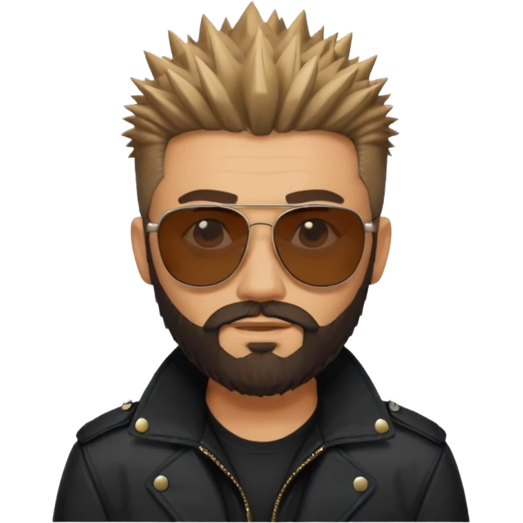 biker gang with sunglass and rugged guy bearded spicks hair black jacket emoji