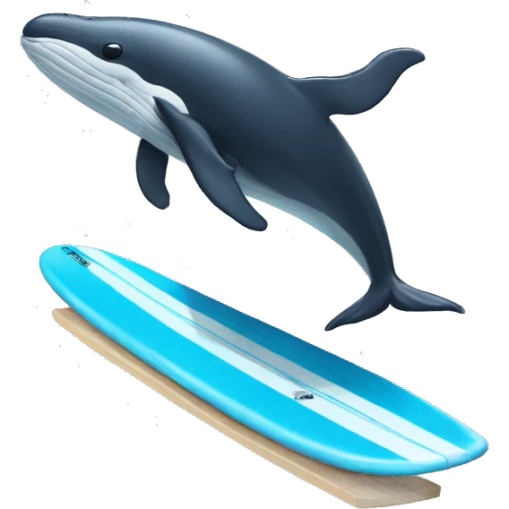 Whale on surfing board emoji