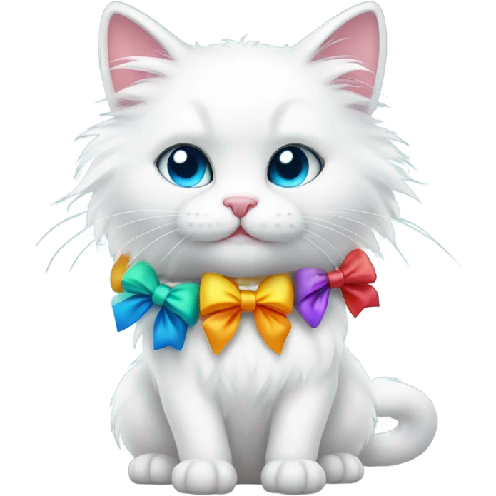 White Cat with bow  emoji