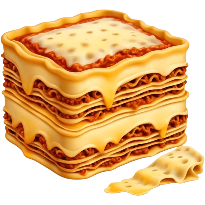Cinematic Realistic Lasagne alla Bolognese Dish Emoji, depicted with layered pasta, rich meat sauce, and melted cheese rendered with exquisite detail and hearty, warm lighting. emoji