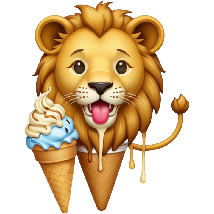 Lion eating ice cream emoji