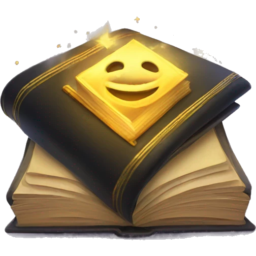 a magic book with golden stars emoji