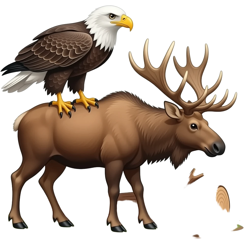 bald eagle and a moose working together. emoji