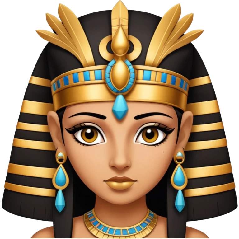 Cleopatra, Egyptian pharaoh with headdress and eyeliner emoji