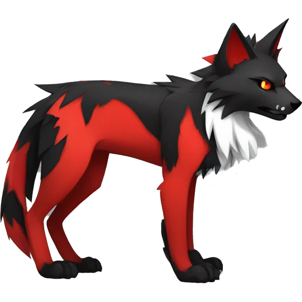 Cool edgy black red punk wolf-cat-Fakemon emoji