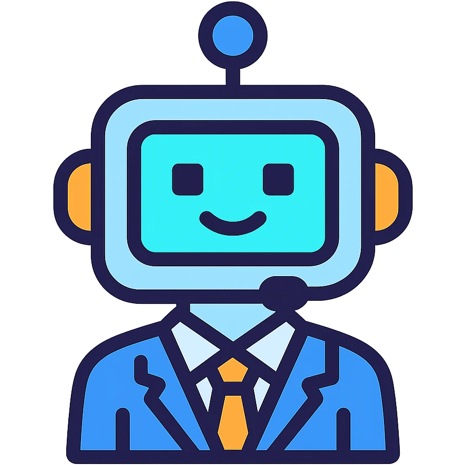 small professional AI chatbot emoji, with a digital face, corporate style, clean and professional emoji