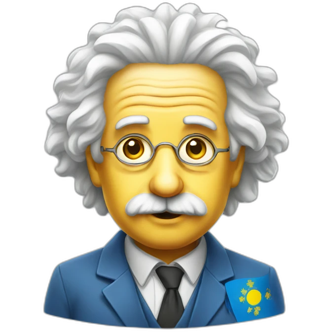 Einstein with Ukraine flag emoji